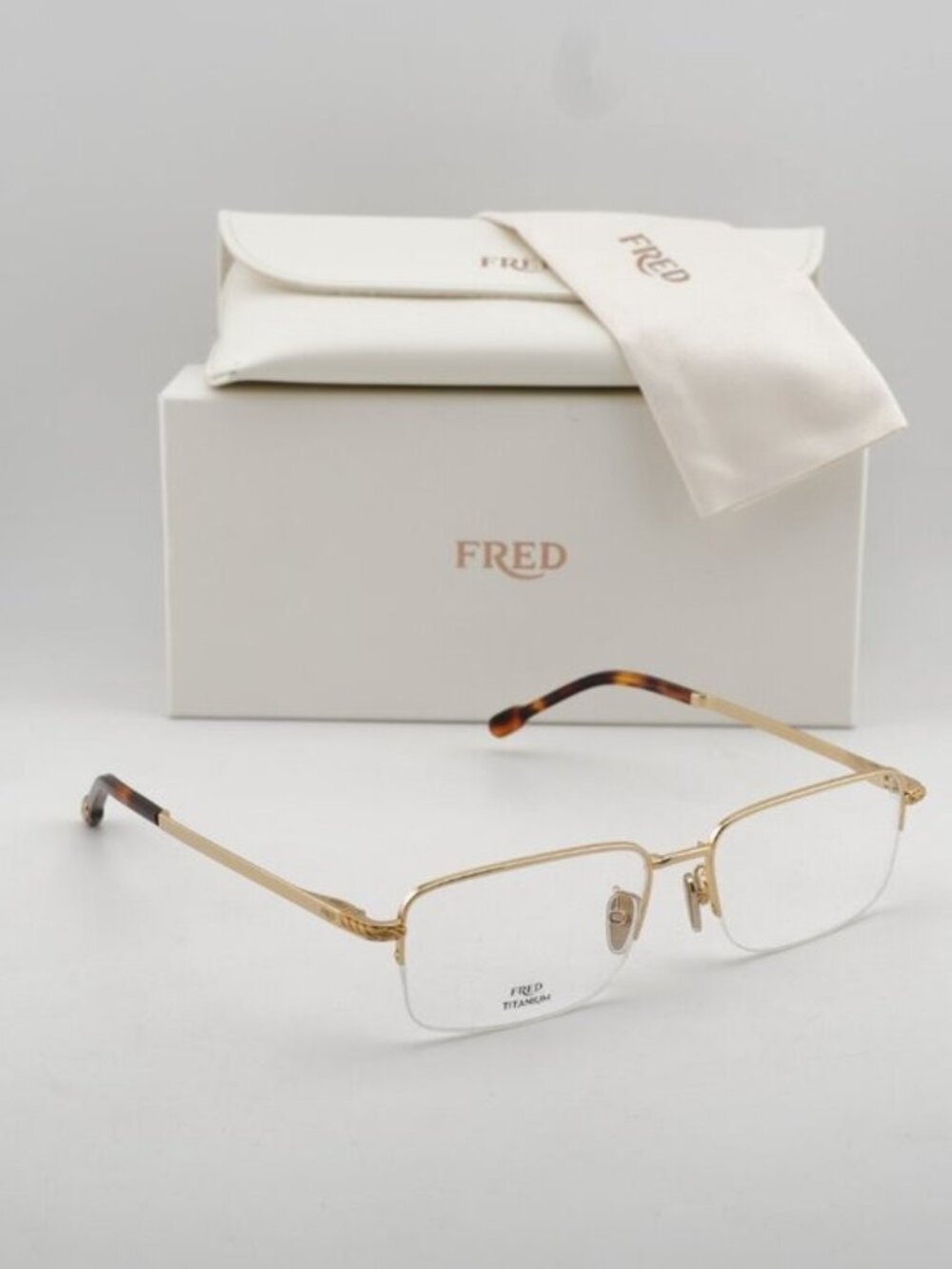 Fred FG50024F 032 Unisex Rectangle 56mm Eyeglasses - Gold